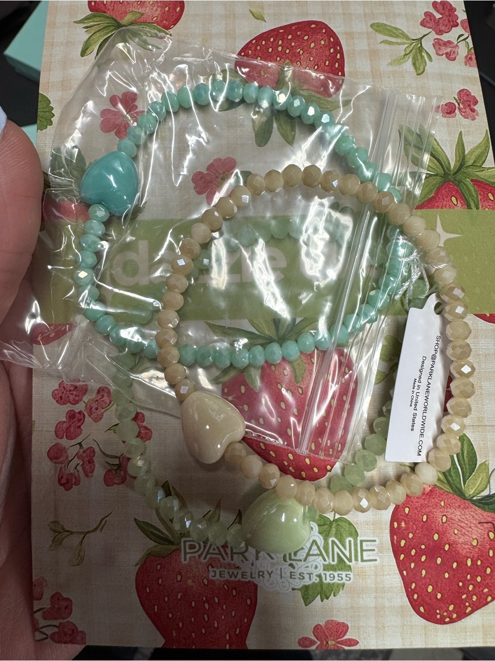 Park Lane Kids Heart Bracelet Duo - Mint Green & Cream Beads